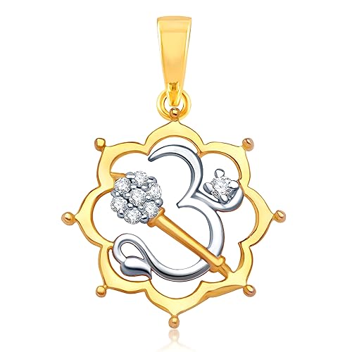 VK Jewels Eternal Om Gold and Rhodium Plated Alloy God Pendant for Men & Women made with Cubic Zirconia - P1132G [VKP1132G]