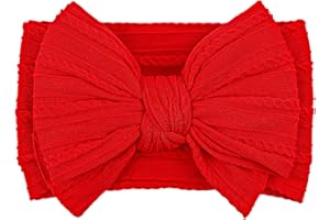 LemonSpace Handmade Fall Baby Girls Bows Soft Stretchy Nylon Hair Bands Hair Accessories Baby headbands with Bows for Newborn Baby Girls Infant Toddlers Kids(Red)