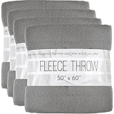 Trail maker (24 Pack) Wholesale Bulk Fleece 50x60 Throw Blankets for Wedding Favors, Homeless Women, Men in Assorted Colors, 160 GSM
