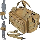 MOZETO 12 inch Tool Bag, Water-Resistant Small Tactical Tool Bag, Durable Handle Tool Bags for Men with Shoulder Strap (Brown)