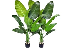 Aphighjoy Bird of Paradise Artificial Plant - Fake Plants Areca Palm Tree, No Need Styling Faux Tropical Palm Potted Tree for Home Decor Housewarming Gift (5FT-2Packs, Upgraded Bird of Paradise)