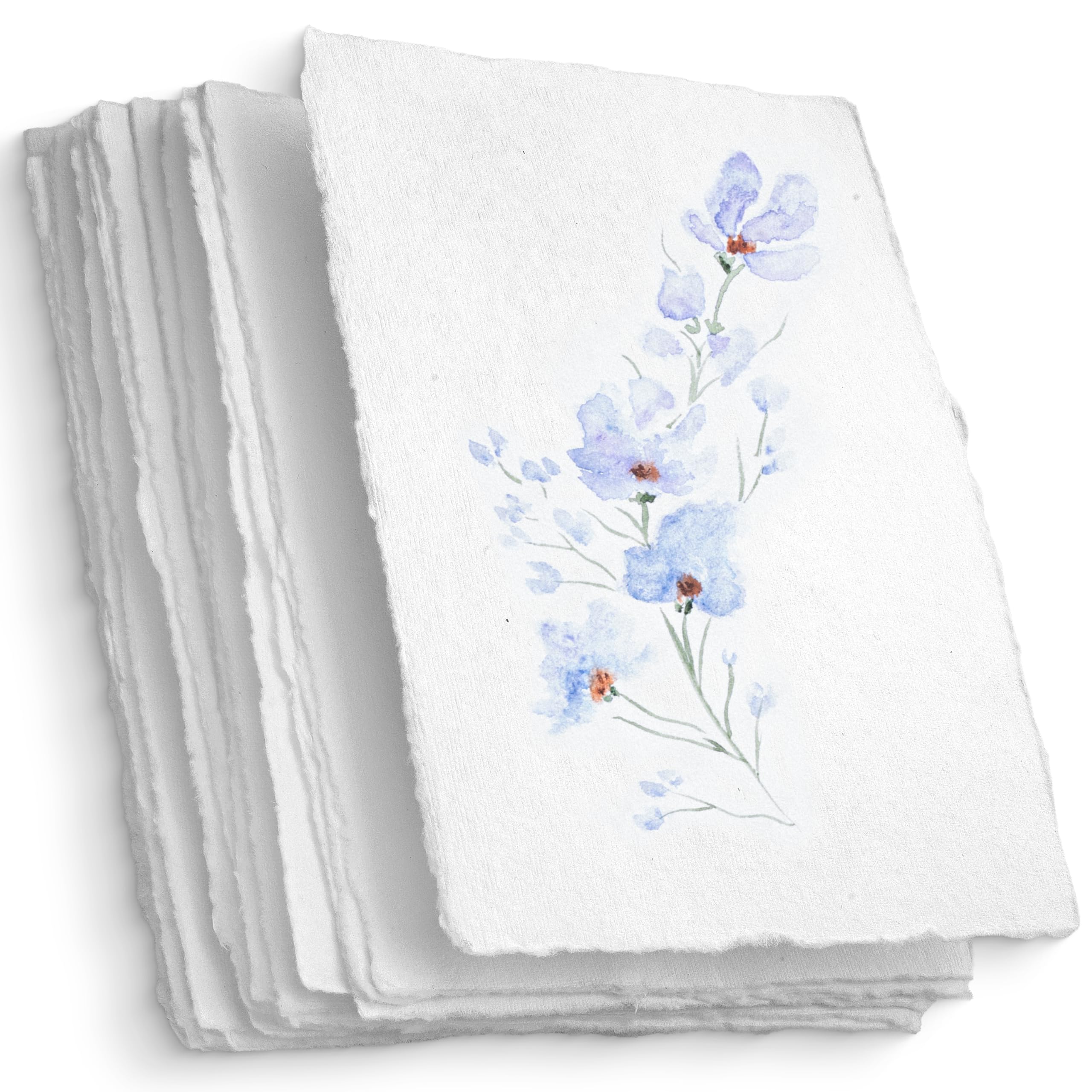 Wanderings Handmade White Deckle Edge Blank Paper - 25.4 x 30.5 cm - Recycled - Pack of 25 - Watercolour/Mixed Media Paper - Artwork Posters Signs Menus Invitations - Extra Thick 300 GSM - Large