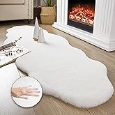 Ashler Faux Fur Rug, Upgraded Soft Faux Rabbit Fur White Area Rugs, 2 x 6 Feet, Machine Washable Nursery Decor Throw Rugs for Bedroom, Kids Room, Living Room
