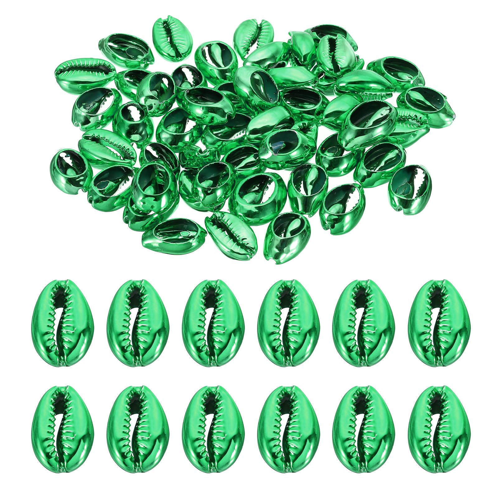 PATIKIL Natural Seashell Charm, 50 Pcs Oval Dyed Shells Craft Pendants Open Back Scallop Shell Beads with Hole for Necklace DIY Ocean Jewelry Making, Green