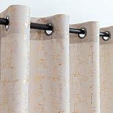 Taisier Home Gold Foil Print Linen Textured Curtains Geometric Dots Pattern Design Curtains for Nursery Toy Room Thermal Insulated Window Treatment 2 Panels 45" L,Beige and Gold Drapes Print