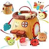 taotaotoys Baby Toys 6-12 Months,Bee House with Stuffed Farm Animals for Toddlers 1-3,Baby Plush Beehive wtih Rattles, Squeaker, Mirror Busy Montessori Sensory Toys Birthday Gift for Infants Toddlers