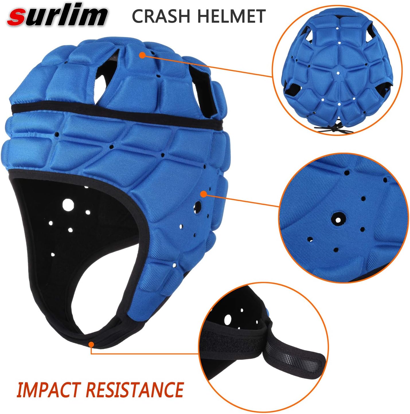 surlim Rugby Soft Helmet Soccer Headgear Scrum Cap 7v7 Flag Football Headguard for Adult Large (Blue) : Sports & Outdoors