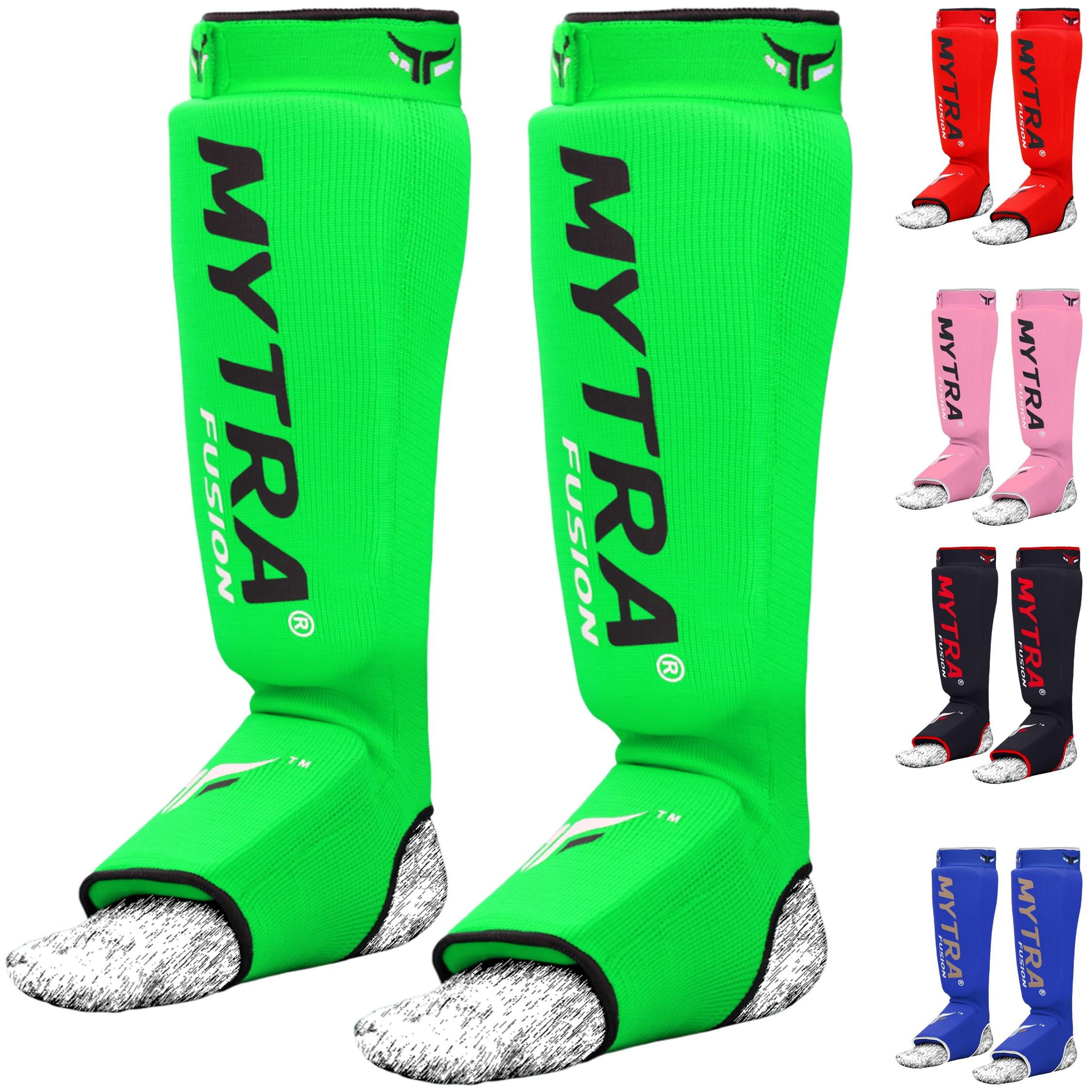 Mytra Fusion Shin Instep Guard Stretchable Polyester Fabric Padded Kickboxing Shin Guards Lightweight Training Shin Guards Muay Thai, MMA, Martial Arts Shinguards for Men & Women