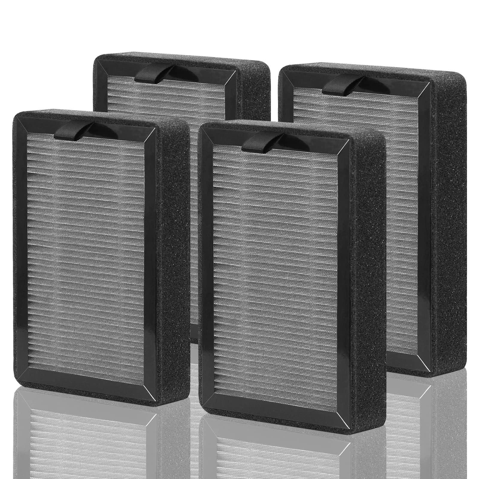 [4Pcs] Air Purifier Filters Replacement Compatible for LEVOIT LV-H128/PUURVSAS (HM669A) / ROVACS (RV60) Air Purifiers, 3-in1 HEPA Filter, Activated Carbon Filter and Pre-Filter