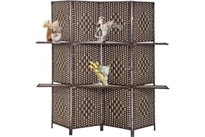 FDW Room Divider,Folding Privacy Screen,4 Panel Wooden Folding Portable Partition Screen, Room Divider Wall with Removable St