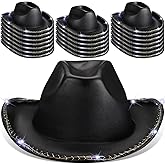 Tisancy 20 Pack Lights Cowboy Cowgirl Hat LED Flashing Light Up Hat for Western Bachelorette Party Wedding Bridal