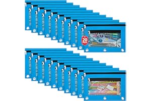 IKAYAS 20 Pack Sky Blue Pencil Pouch for 3 Ring Binder bulk with Zipper for Classroom bulk Pencil Box Pencil Case for Storing School Students Teacher Supplies