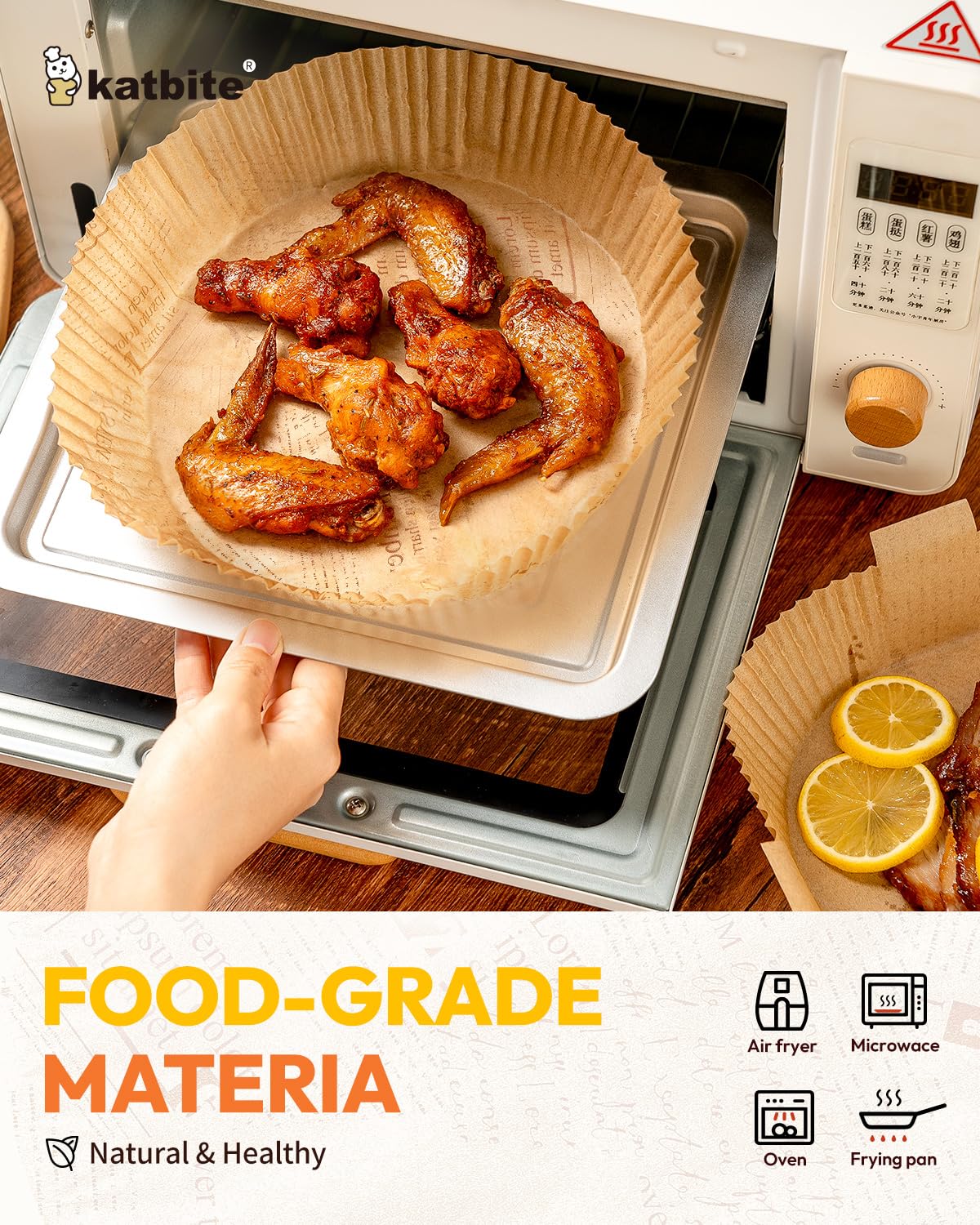 Katbite Air Fryer Liners, 150pcs Disposable Paper Liners 7.9 Inch