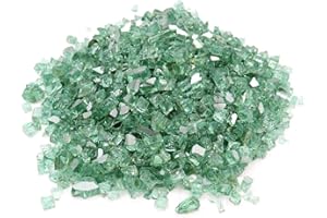 KOLTOSE BY MASH Green Fire Glass, 10 Pounds of ½ in. Premium Tempered Fire Pit Glass, Reflective Fireglass for Fire Pit, Fire Table, Fireplace, Natural Gas and Propane, Fire Glass Pellets Rocks, High Luster Glass