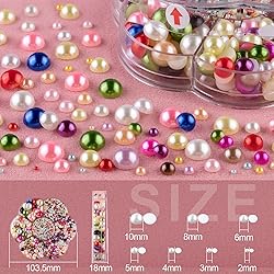 Nail Art Flat Back Half Round Pearl Kits 14, 1 Box