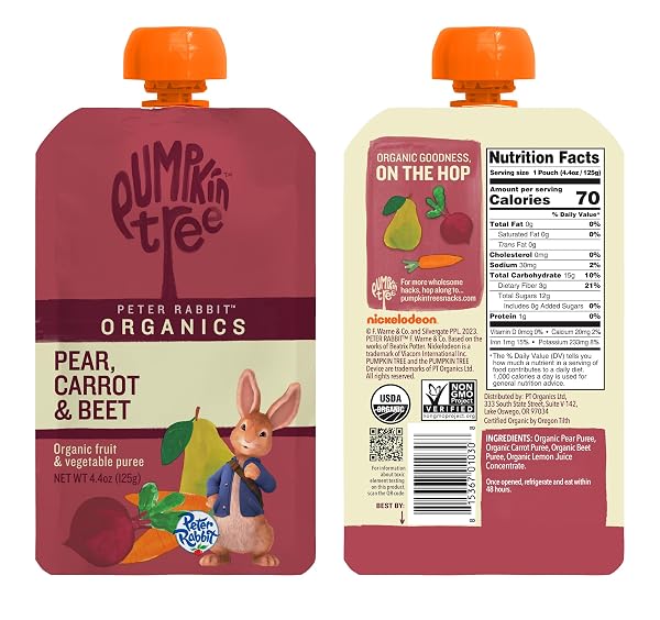 PETER RABBIT ORGANICS PUREE BEET CARROT PEAR, 4.40 OZ