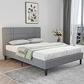 Novilla Queen Bed Frame with Headboard Queen Platform Bed Frame for Bedroom Bed Frame Queen Size with Upholstered Headboard, No Box Spring Needed, Easy Assembly, Grey