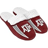 FOCO mens NCAA College Team Logo Sherpa Moccasin Slippers