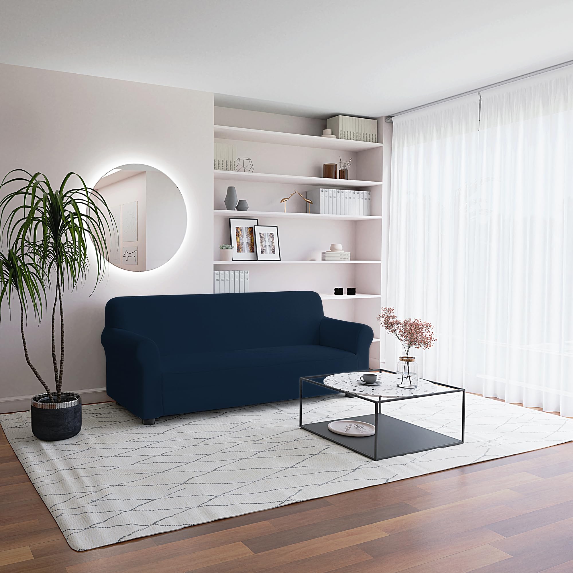 Italian Bed Linen Two-Way Sofa Cover Dark Blue 3 Seater