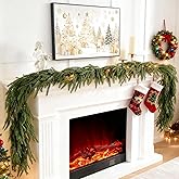 Christmas Norfolk Pine Garlands 6FT, Real Touch Artificial Greenery Garland – Full Evergreen Pine Garland for Mantle, Fireplace, Table, Wall, Stairs & Outdoor Holiday Décor-QBrand (Green-1Pack)