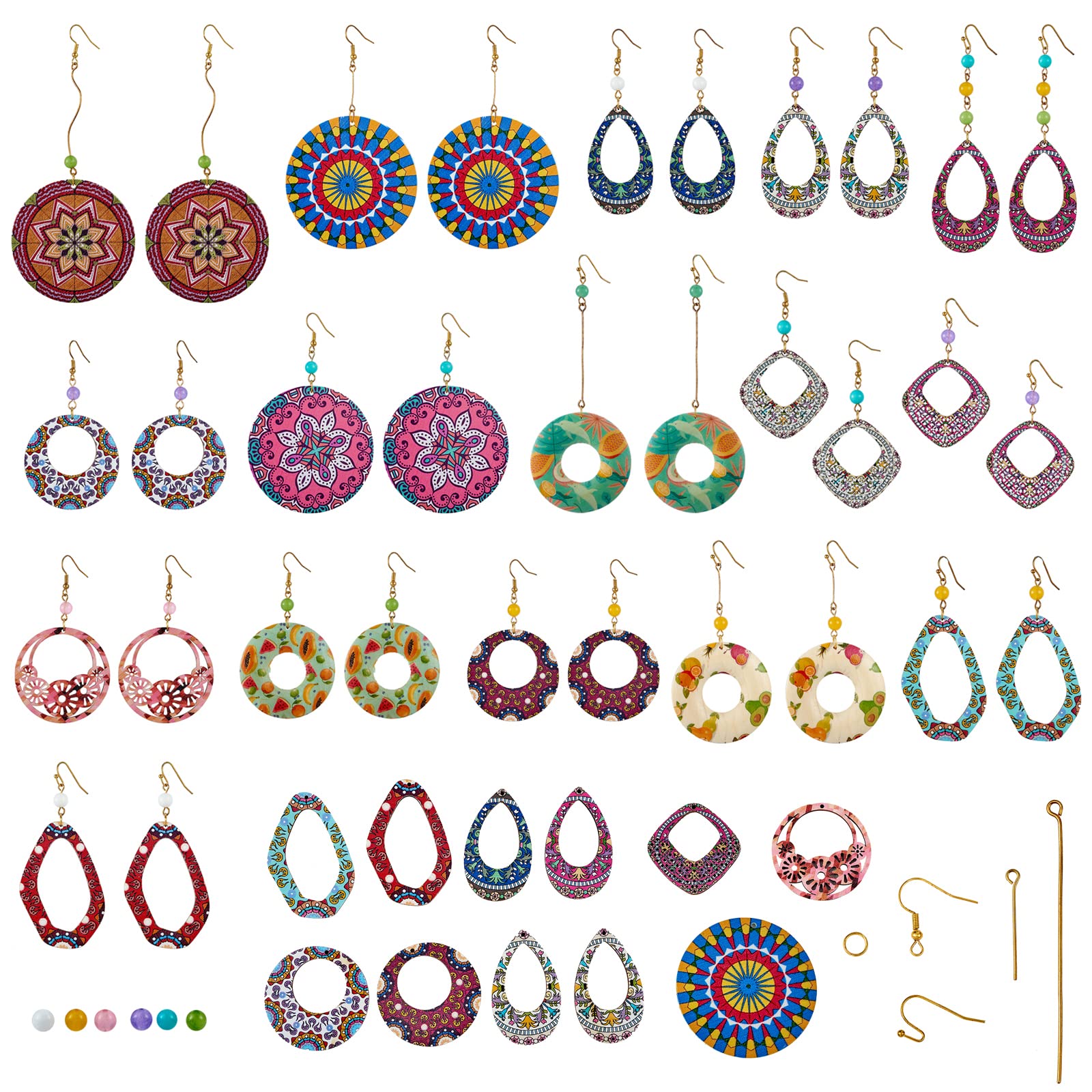 WEWAYSMILE 1 Box Earring Making Kit, Round Geometric Earring Making, Women Earring Making Starter Kit, for Women Beginners Earring Jewellery Making Crafts