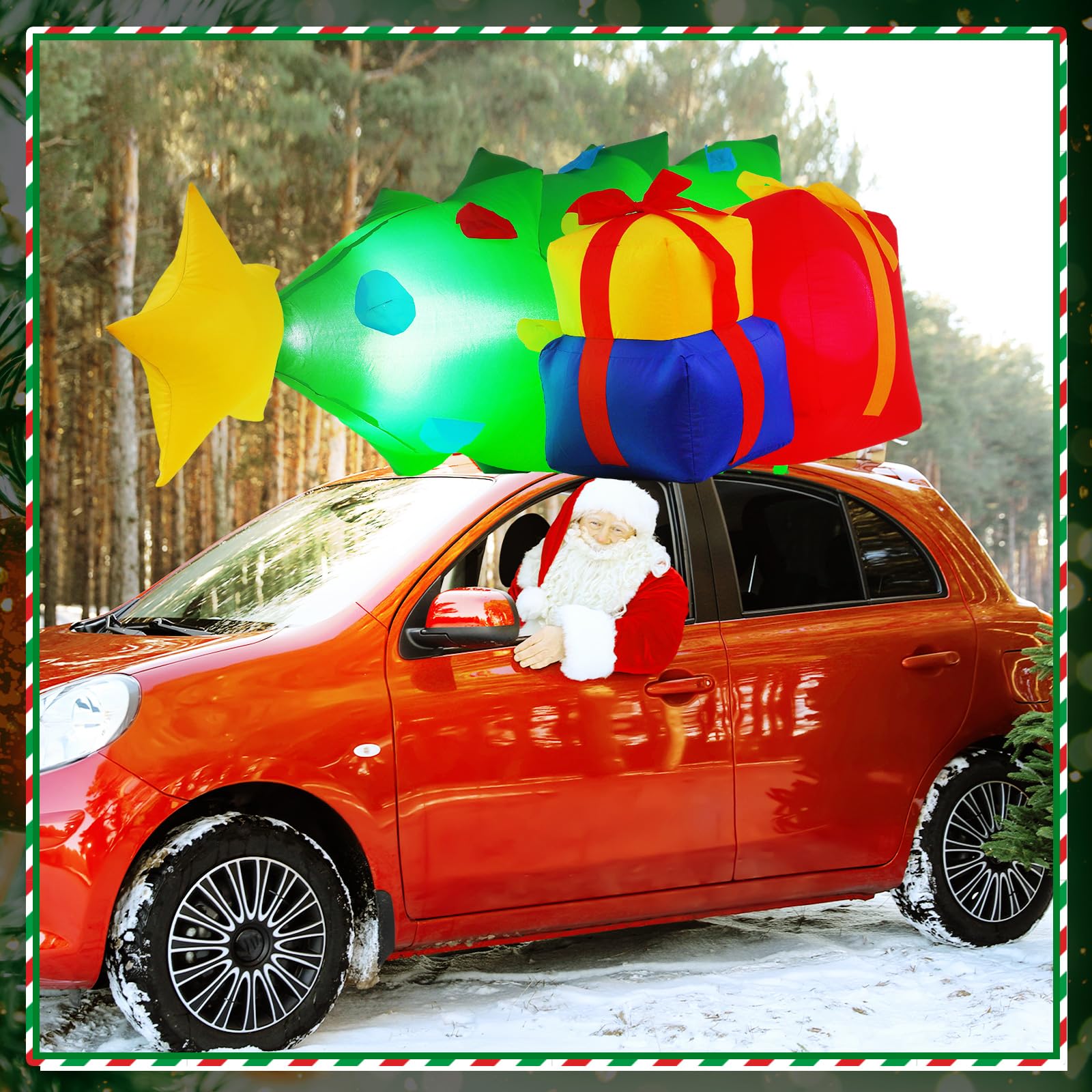 Leyndo 4 ft christmas inflatable car roof outdoor decoration blow up