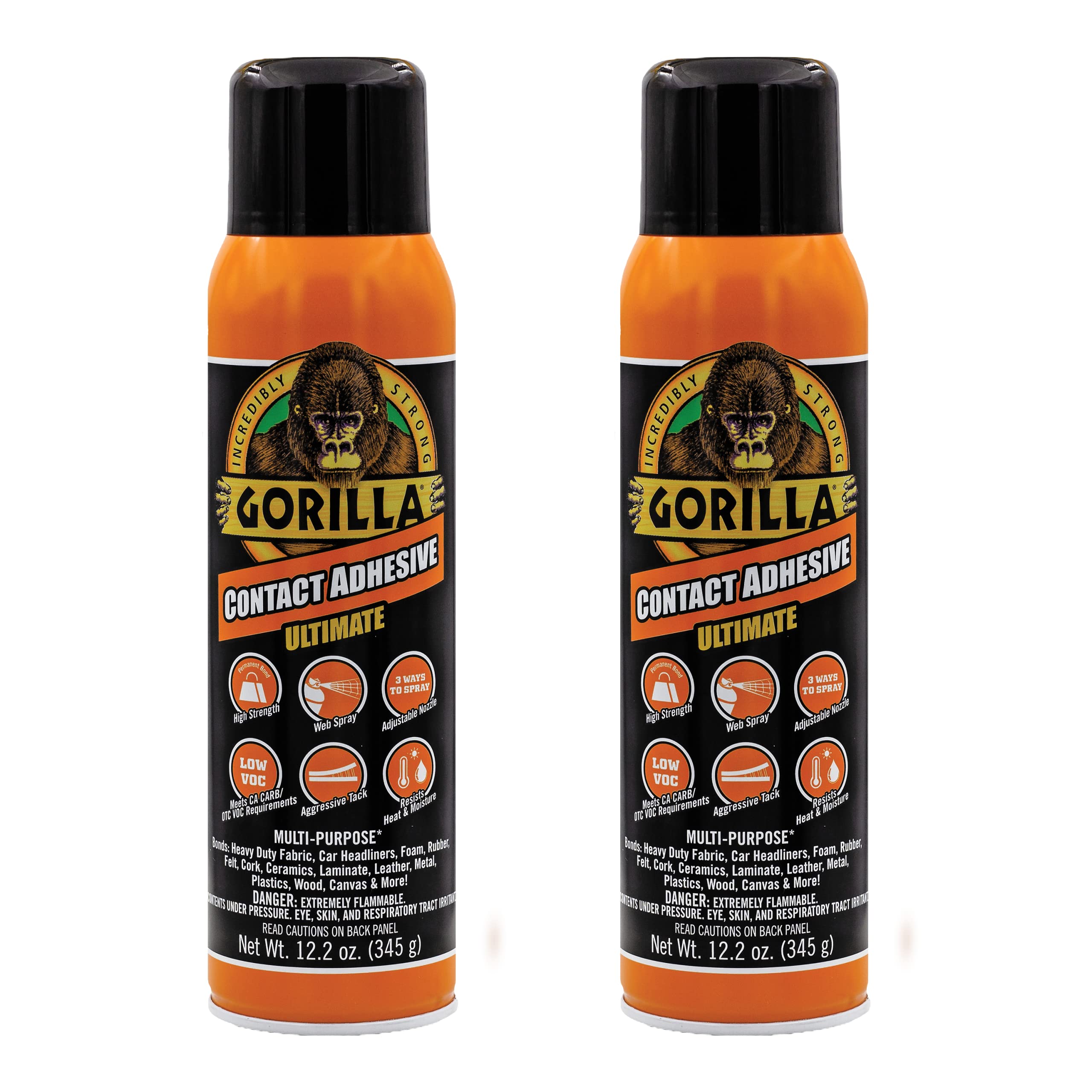 Gorilla Contact Adhesive Ultimate, 12.2oz Web Spray Adhesive, White, (Pack of 2) Image