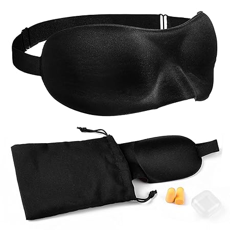 anbina Schlafmaske Schlafbrille Augenbinde inkl. Ohrstöpsel + Aufbewahrungsbeutel in schwarz