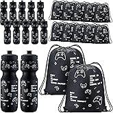 Talltalk 24 Pcs Video Game Party Favor 24 oz Water Bottles with Drawstring Bag Gaming Gift Cup Tumbler Gamer Party Birthday