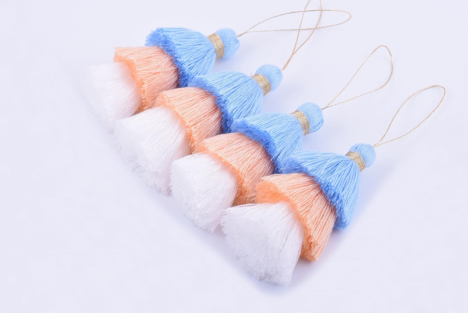 KONMAY Bulk 20pcs TriLayered Tassels with Hanging Loop for