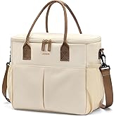 MDODO Large Insulated Lunch Bags for Women Men Adult Lunch Box with Shoulder Strap for Work,Picnics,Outings (Beige)