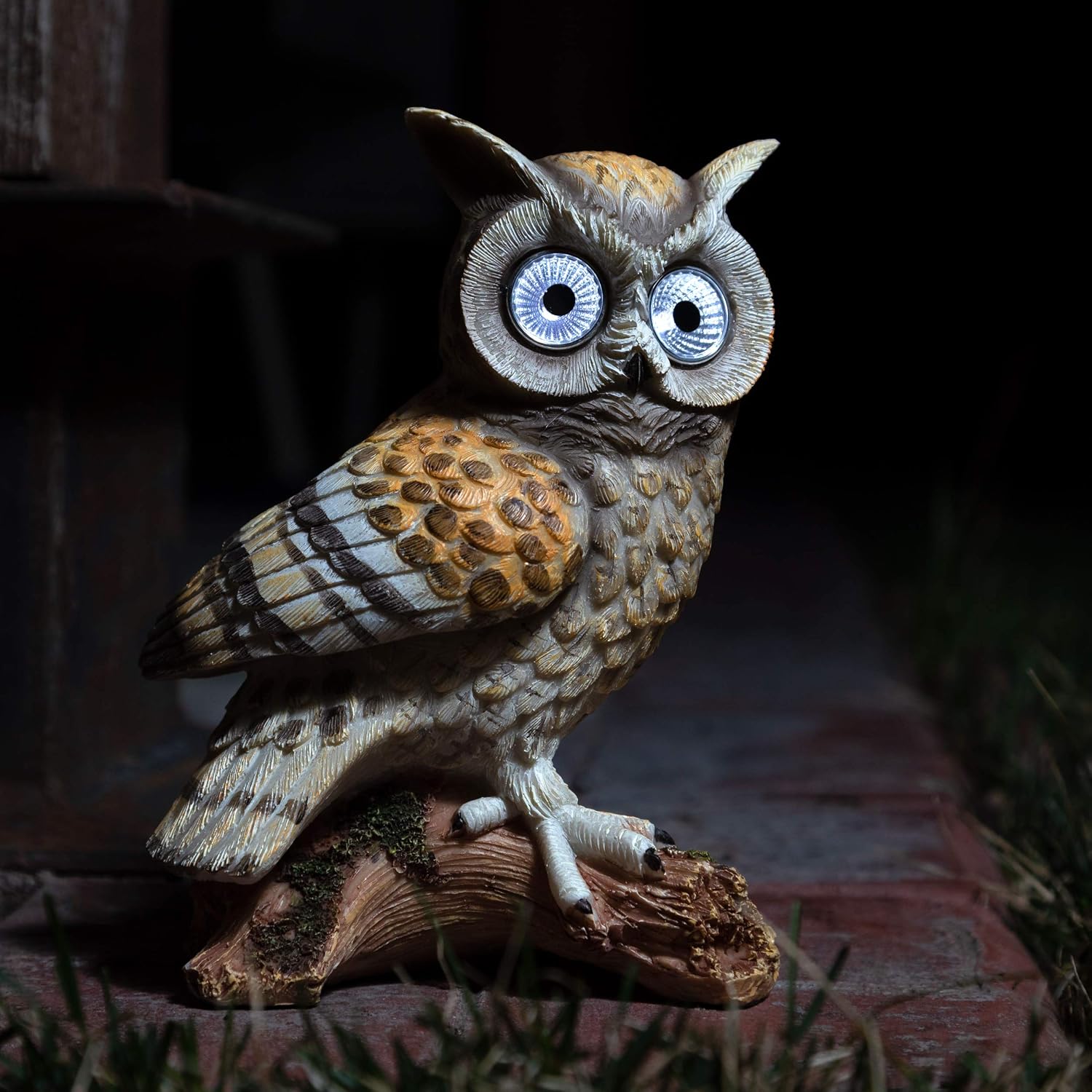 Balcony Outdoor Owl Yard Light Tan Deck Garden Gift Owl Patio Lights