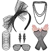ONUPGO 80s Costume for Women, 80s Accessories Fancy Dress Neon Headband Earrings Fishnet Gloves Necklace for 80s Retro Party