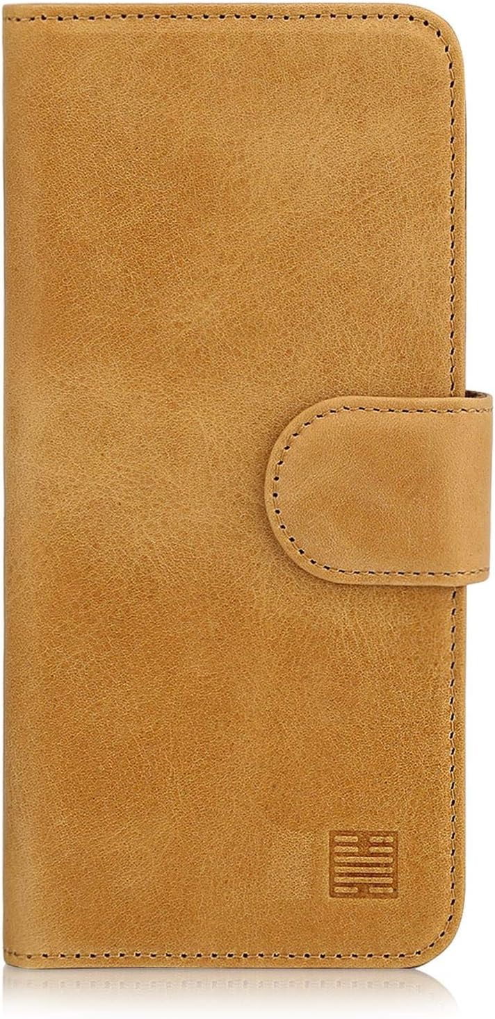 32nd Premium Series - Real Premium Leather Book Wallet Case Cover For Apple iPhone XS Max, Real Leather Flip Design With Card Slot, Magnetic Closure and Built In Stand - Tan