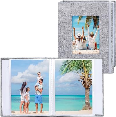 Vienrose Small Photo Albums 6x4 2 Pack Linen Grey 26 Pages Holds 52 Pictures