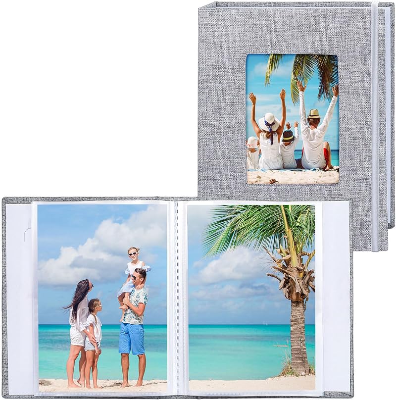 Vienrose Small Photo Albums 6x4 2 Pack Linen Grey 26 Pages Holds 52 Pictures
