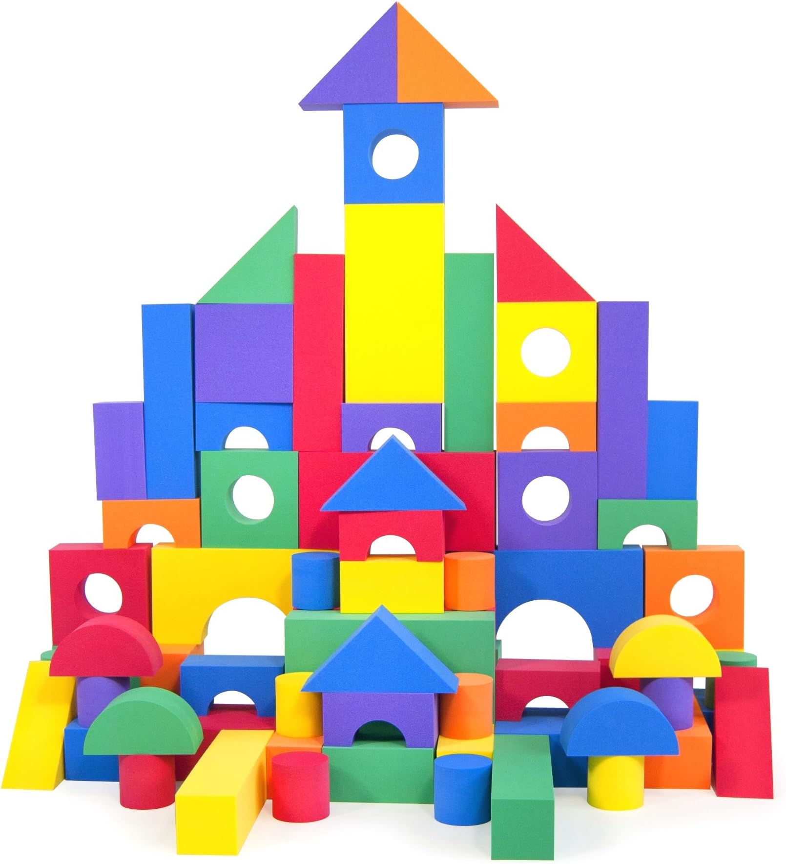 Non-Toxic 68 Piece foam Wonder Blocks for Children w/ Carry Tote - Non-Recycled Quality, Waterproof, Soft, Bright, Safe & Quiet