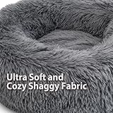 Enjamoy Plush Donut Dog Bed Calming Round Bed Dark Grey 70cm view 4