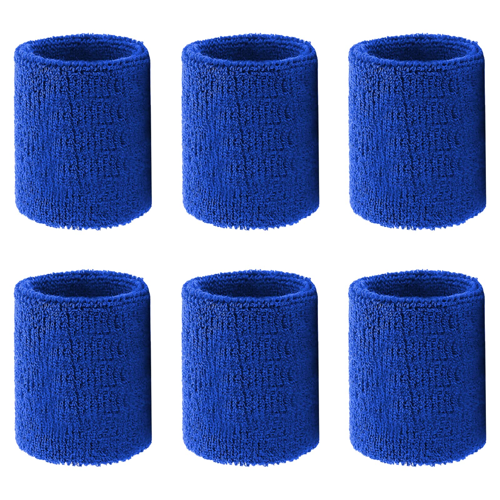Tinsellns 6 Pieces Sweatbands Kid Wrist Sweatband Sports Sweat Band Bands Wristbands Absorbent Wristband, Elastic Cotton for Gym Basketball Football Tennis Running (Blue)