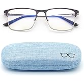 Autojouls Nearsighted Glasses for Distance with Hard Case, Spring Hinge Blue Light Glasses Not Reading Glasses
