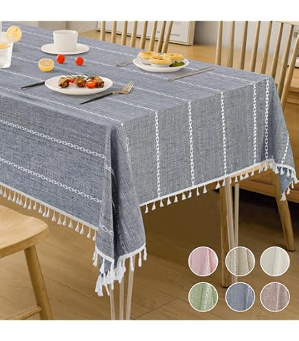 Q-Beans Mantel Rectangular Oblongo Decorativo Para Decoracion Mesa Comedor, Decoración Mesa [Tamaño: 60 X 90 Pulgadas], Lavable Y Reutilizable Para Interiores Y Exteriores (azul Y Dorado Celeste