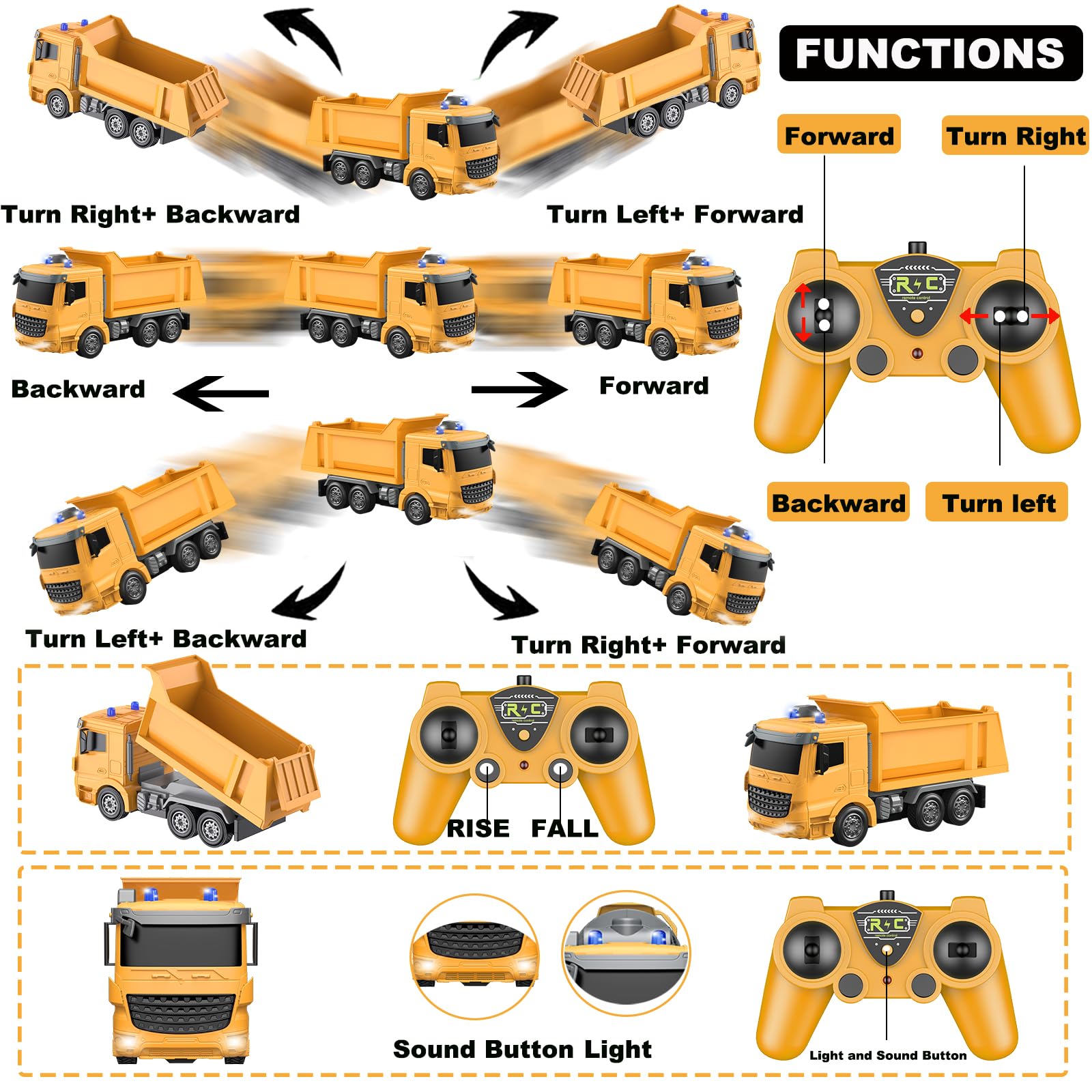 Mua CALEST Remote Control Construction Dump Truck Toy RC Vehicle,6 ...