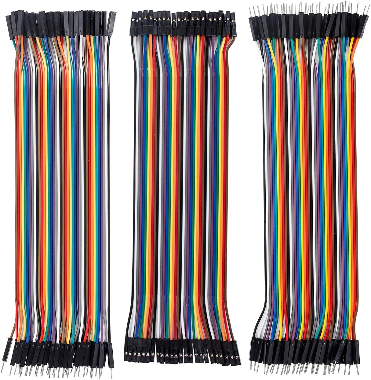 SunFounder 120pcs Breadboard Jumper Wires 20cm Dupont Cable, 40pin M to F, 40pin M to M, 40pin F to F Ribbon Cables Kit for Arduino/Raspberry Pi