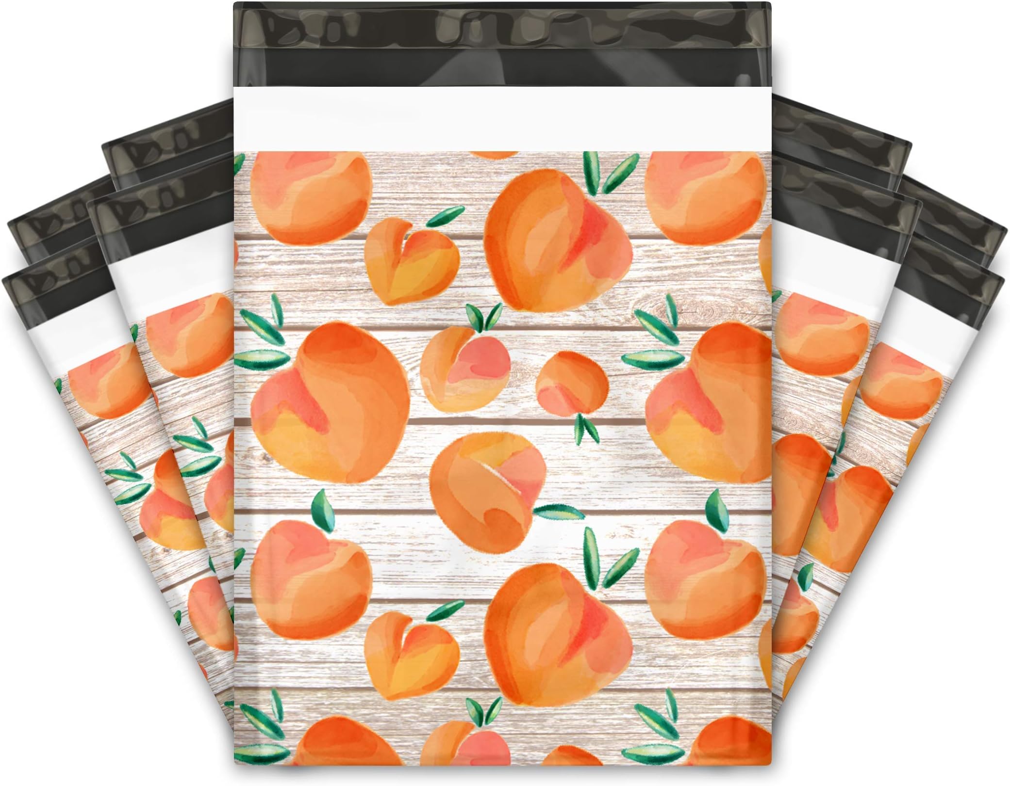 10x13 (100) Peaches Designer Poly Mailers Shipping Envelopes Premium Printed Bags