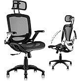 GABRYLLY Ergonomic Office Chair, High Back Home Desk Chair with Headrest, Flip-Up Arms, 90-120° Tilt Lock and Wide Cushion, B