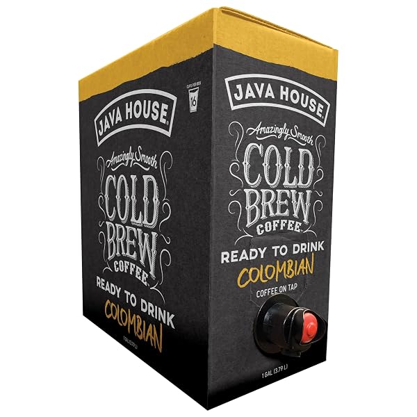 JAVA HOUSE COLD BREW COFFEE ON TAP, (128 FLUID OUNCE BOX) NOT A CONCENTRATE, NO SUGAR, READY TO DRINK LIQUID (COLOMBIAN ROAST)