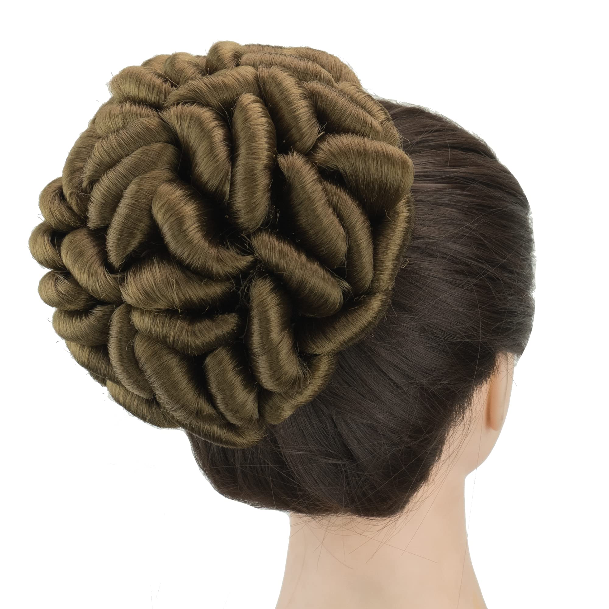 IMISSU Large Size Braided Messy Curly Hairstyle Scrunchies Chignon Dancer Hair Cover Donut Hairpiece Hair Buns Wig Updo for Party (Light Brown)