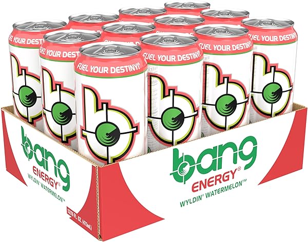 BANG ENERGY WYLDIN’ WATERMELON, SUGAR-FREE ENERGY DRINK, 16-OUNCE (PACK OF 12)