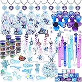 Jehappytry Frozen Party Favors, Snowflake Princess Theme Birthday Supplies Set 170PCS - With Various Party Toys Goodie Bag Stuffers, Piñata Filling Perfect for Winter Party Decorations for Girls