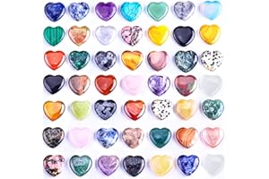 FORBY 72pcs Natural Heart Shaped Crystal Stones 0.8 Inch Pocket Worry Palm Stones Assorted Healing Crystals Bulk Mini Chakra Hearts Gemstone for Decoration Yoga Reiki Gifts 247 to 250g